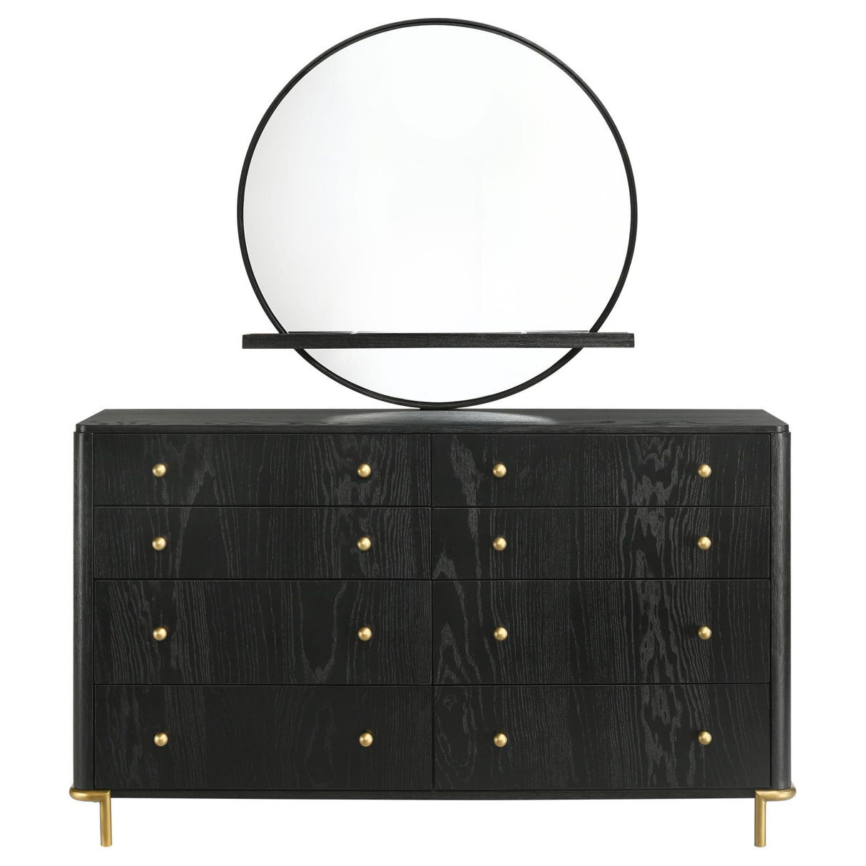 Arini Black 8-Drawer Bedroom Dresser with Mirror from Coaster - Luna Furniture