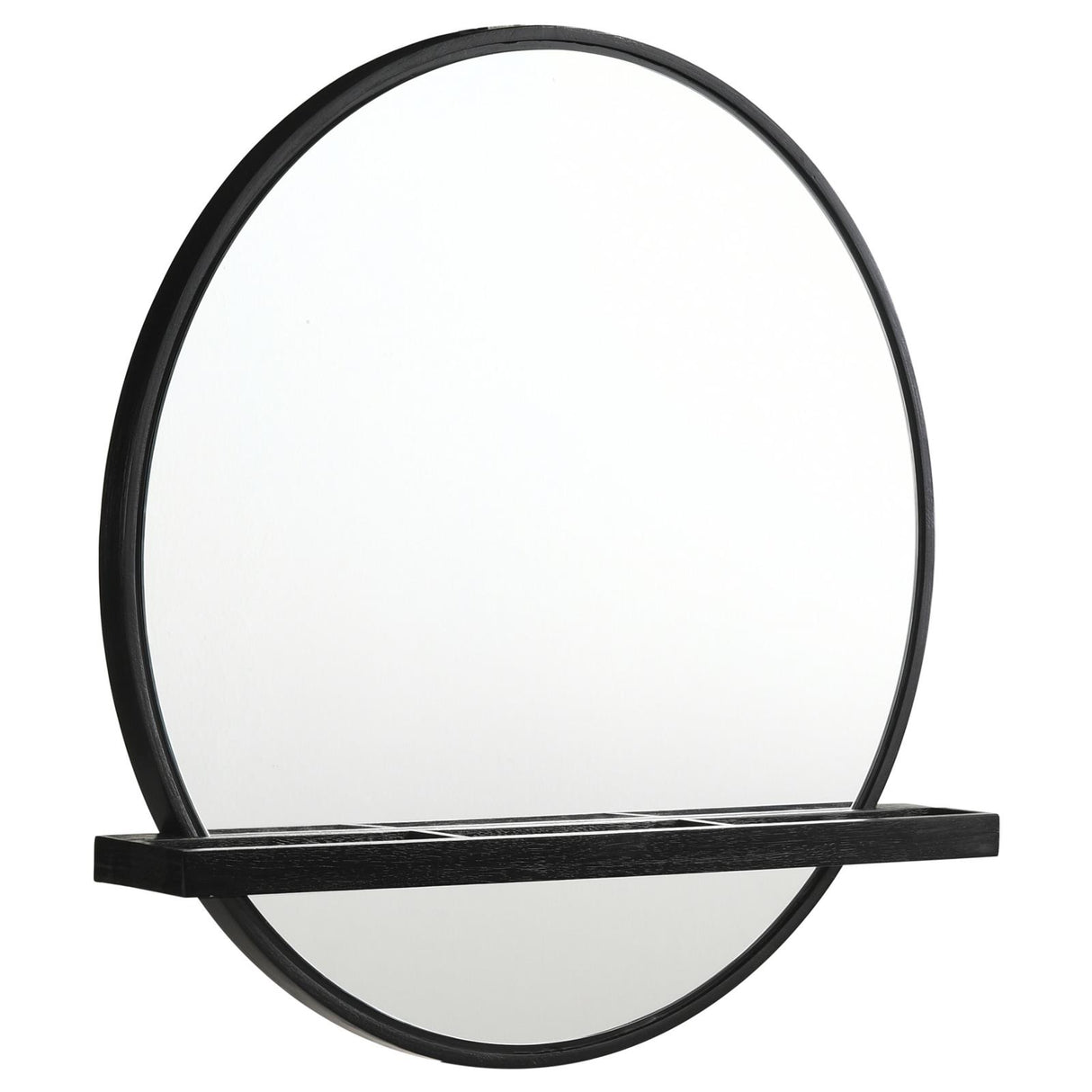 Arini Black Round Vanity Wall Mirror with Shelf from Coaster - Luna Furniture