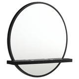 Arini Black Round Vanity Wall Mirror with Shelf from Coaster - Luna Furniture