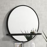 Arini Black Round Vanity Wall Mirror with Shelf from Coaster - Luna Furniture