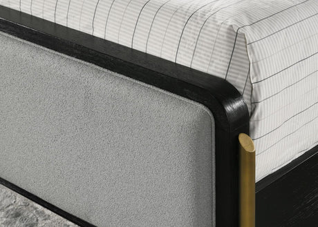 Arini Black and Gray Upholstered Eastern King Bed from Coaster - Luna Furniture