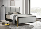 Arini Black and Gray Upholstered Queen Bed from Coaster - Luna Furniture