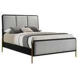 Arini Black and Gray Upholstered Queen Bed from Coaster - Luna Furniture