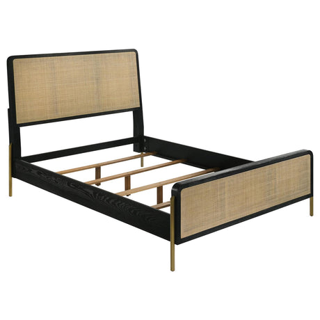 Arini Black and Natural Woven Rattan Eastern King Bed from Coaster - Luna Furniture
