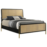Arini Black and Natural Woven Rattan Eastern King Bed from Coaster - Luna Furniture