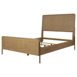 Arini Sand Wash and Natural Cane Upholstered Eastern King Panel Bed from Coaster - Luna Furniture