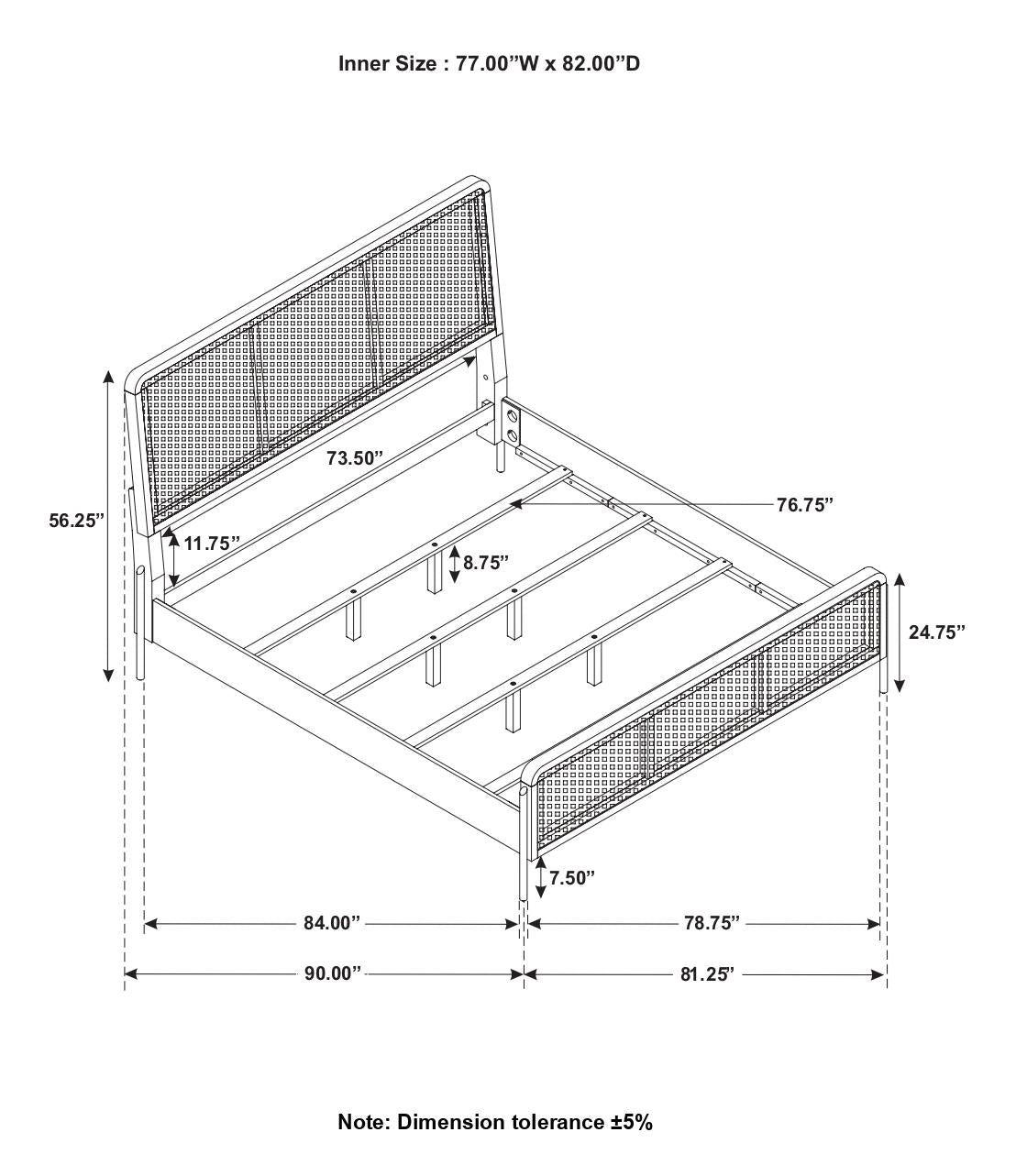 Arini Sand Wash and Natural Cane Upholstered Eastern King Panel Bed from Coaster - Luna Furniture