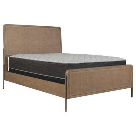 Arini Sand Wash and Natural Cane Upholstered Queen Panel Bed from Coaster - Luna Furniture