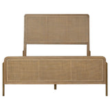 Arini Sand Wash and Natural Cane Upholstered Queen Panel Bed from Coaster - Luna Furniture