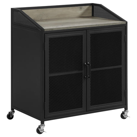Arlette Gray Wash and Sandy Black Wine Cabinet with Wire Mesh Doors from Coaster - Luna Furniture