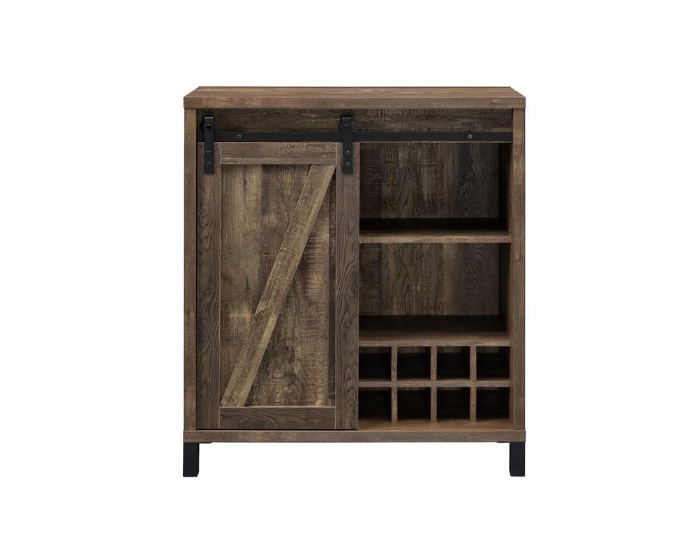 Arlington Rustic Oak Bar Cabinet with Sliding Door from Coaster - Luna Furniture