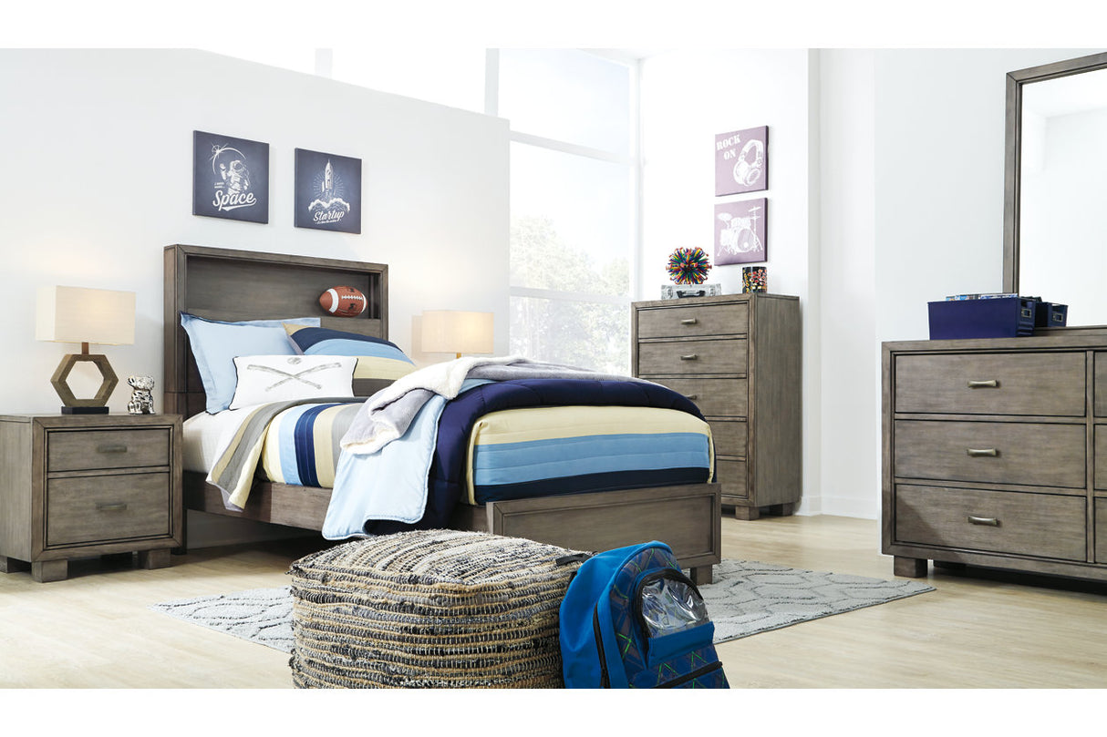 Arnett Gray Twin Bookcase Panel Bed from Ashley - Luna Furniture