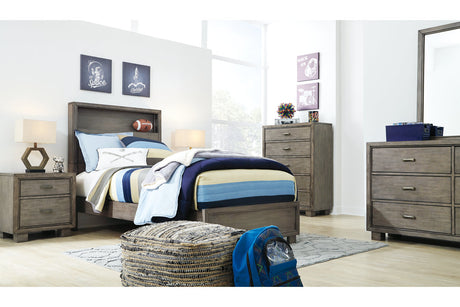Arnett Gray Twin Bookcase Panel Bed from Ashley - Luna Furniture