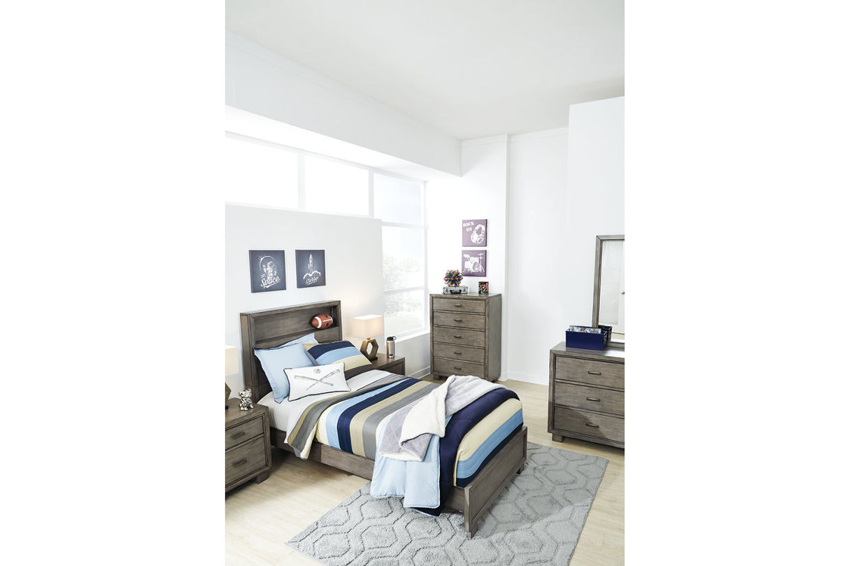 Arnett Gray Twin Bookcase Panel Bed from Ashley - Luna Furniture
