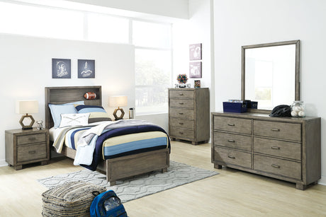 Arnett Gray Twin Bookcase Panel Bed from Ashley - Luna Furniture