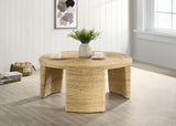 Artina Natural Brown Woven Rattan Round Coffee Table from Coaster - Luna Furniture