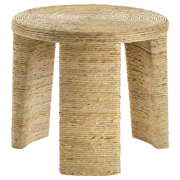 Artina Natural Brown Woven Rattan Round End Table