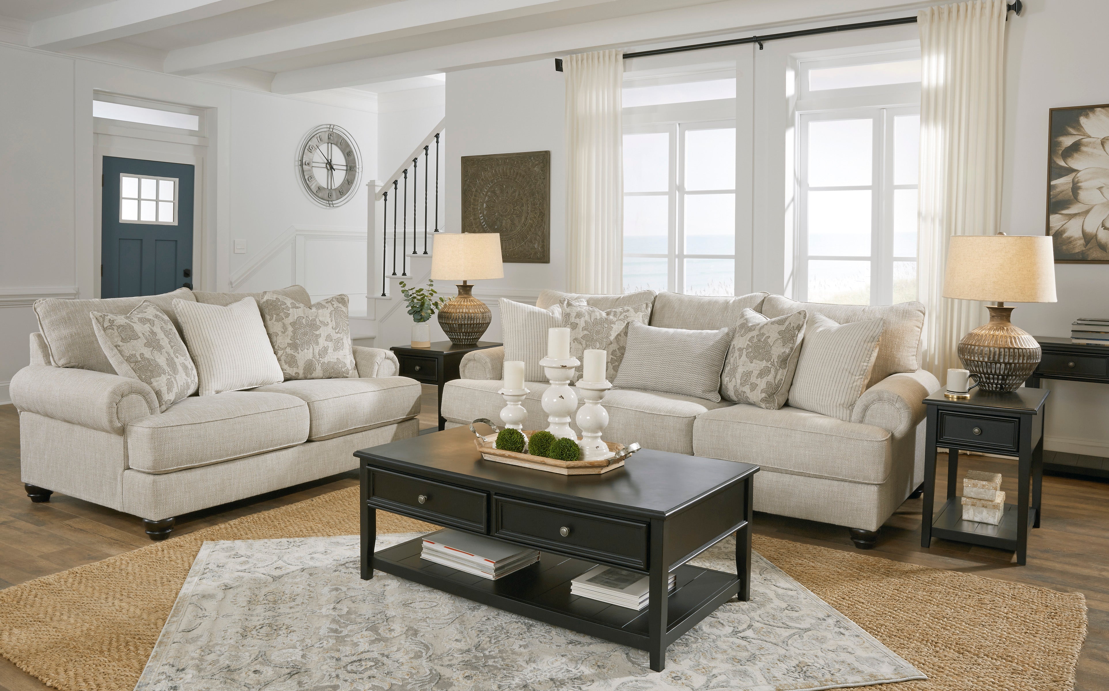 【アンファン】　コーハウス　リビングボードセット　カントリー Ashley Asanti Fog Living Room Set - Luna Furniture