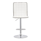 Ashbury White and Chrome Upholstered Adjustable Bar Stools, Set of 2 from Coaster - Luna Furniture
