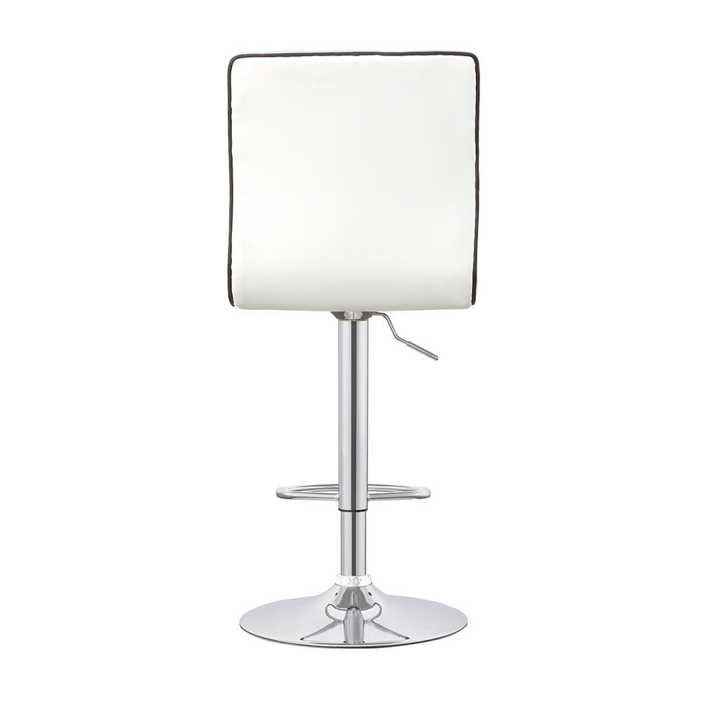 Ashbury White and Chrome Upholstered Adjustable Bar Stools, Set of 2 from Coaster - Luna Furniture