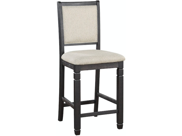 Asher Black/Beige Counter Height Chair, Set of 2