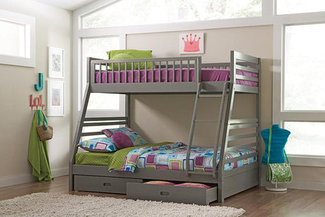 Ashton Gray Twin over Full 2-Drawer Bunk Bed from Coaster - Luna Furniture