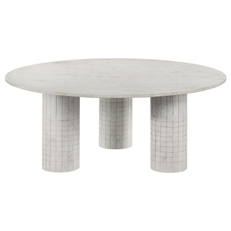 Astoria White Round Genuine Marble Coffee Table from Coaster - Luna Furniture