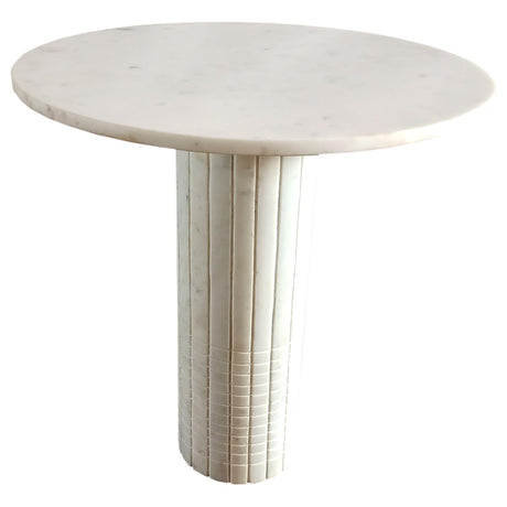 Astoria White Round Genuine Marble End Table from Coaster - Luna Furniture