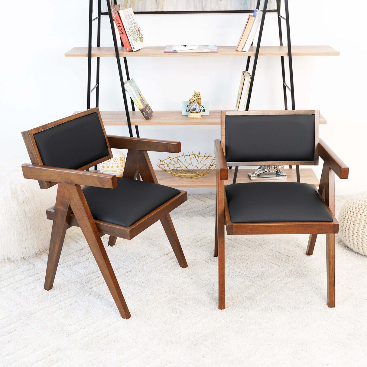 Athena Black Leather Dining Chair (Set of 2) from Midinmod - Luna Furniture