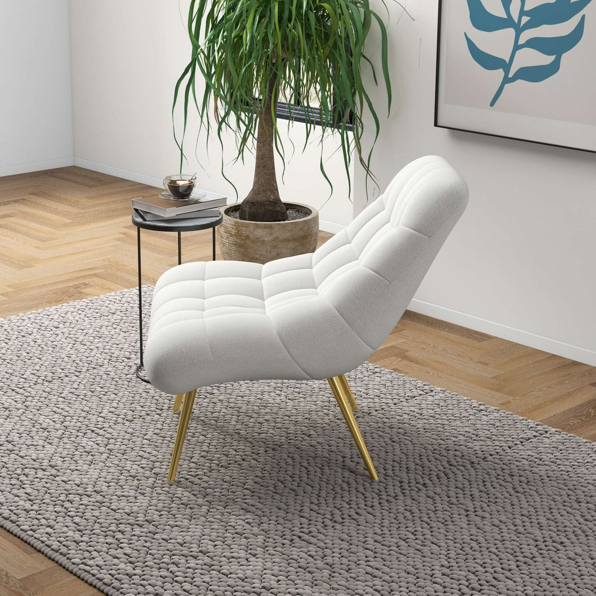 Aubrey Cream French Boucle Lounge Chair from Midinmod - Luna Furniture