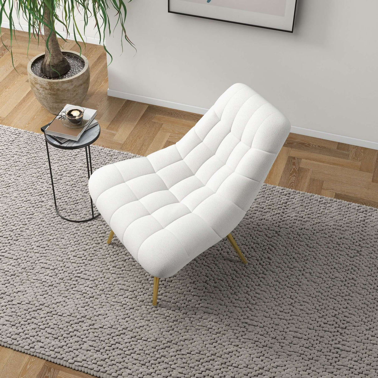 Aubrey Cream French Boucle Lounge Chair from Midinmod - Luna Furniture