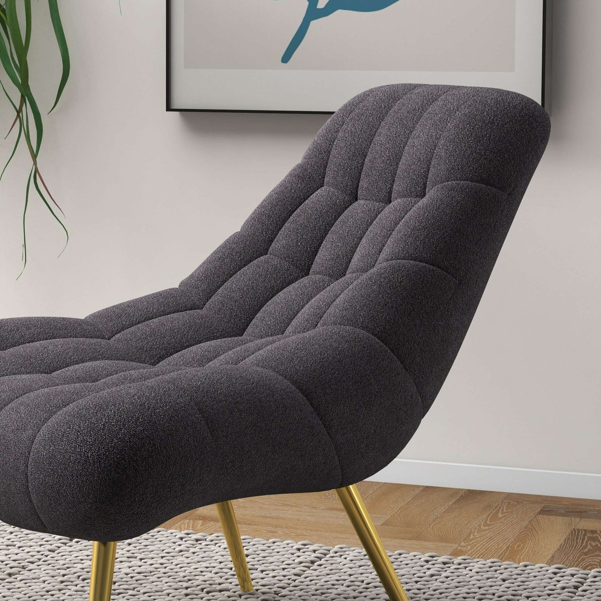 Aubrey Grey French Boucle Lounge Chair from Midinmod - Luna Furniture