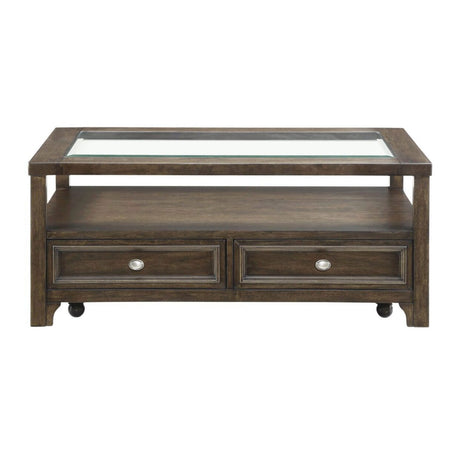 Auburn Transitional Charcoal Brown Wood Cocktail Table from Homelegance - Luna Furniture