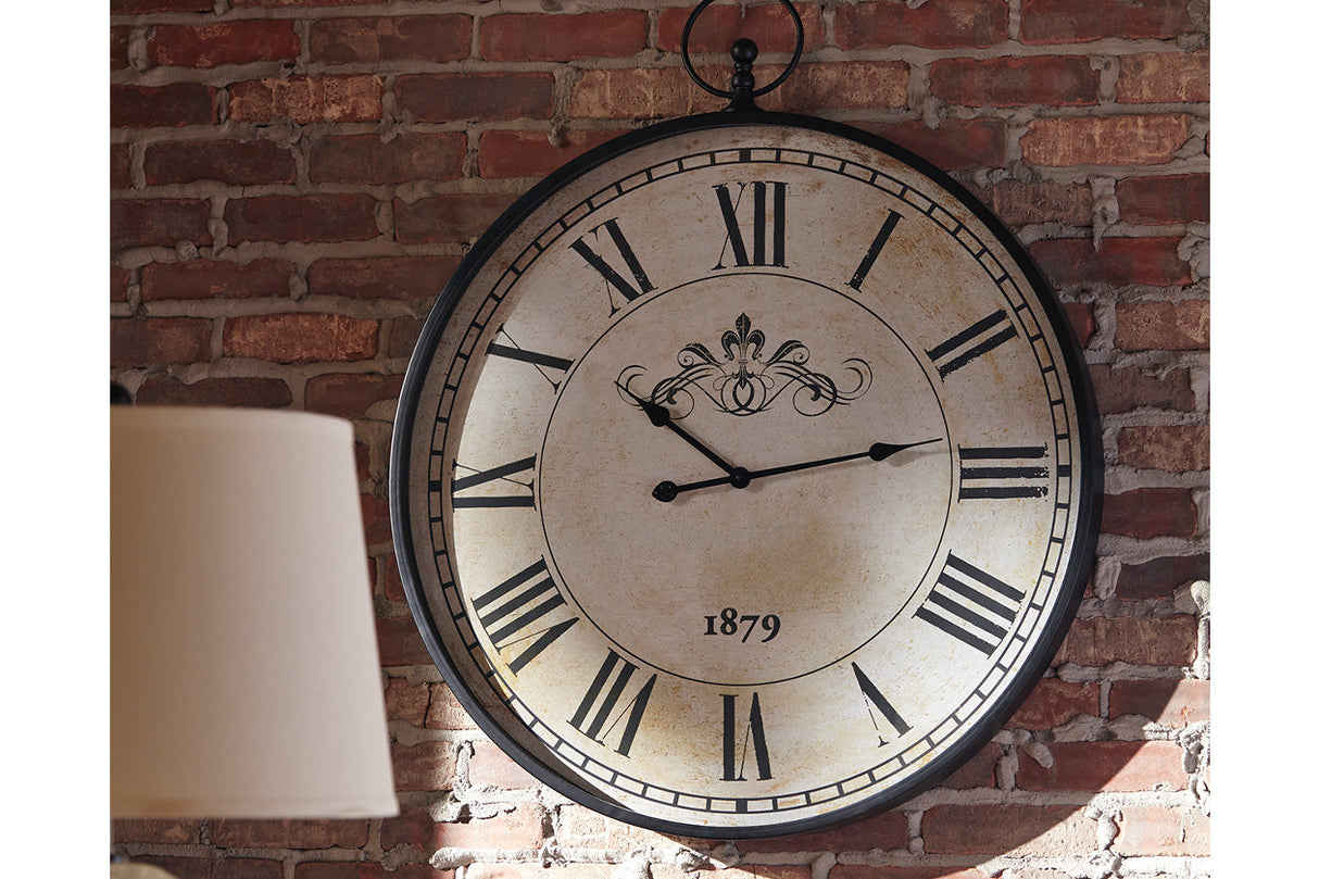 Augustina Antique Black Wall Clock from Ashley - Luna Furniture