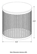 Aurora Natural and Black Round Accent Table with Drum Base from Coaster - Luna Furniture