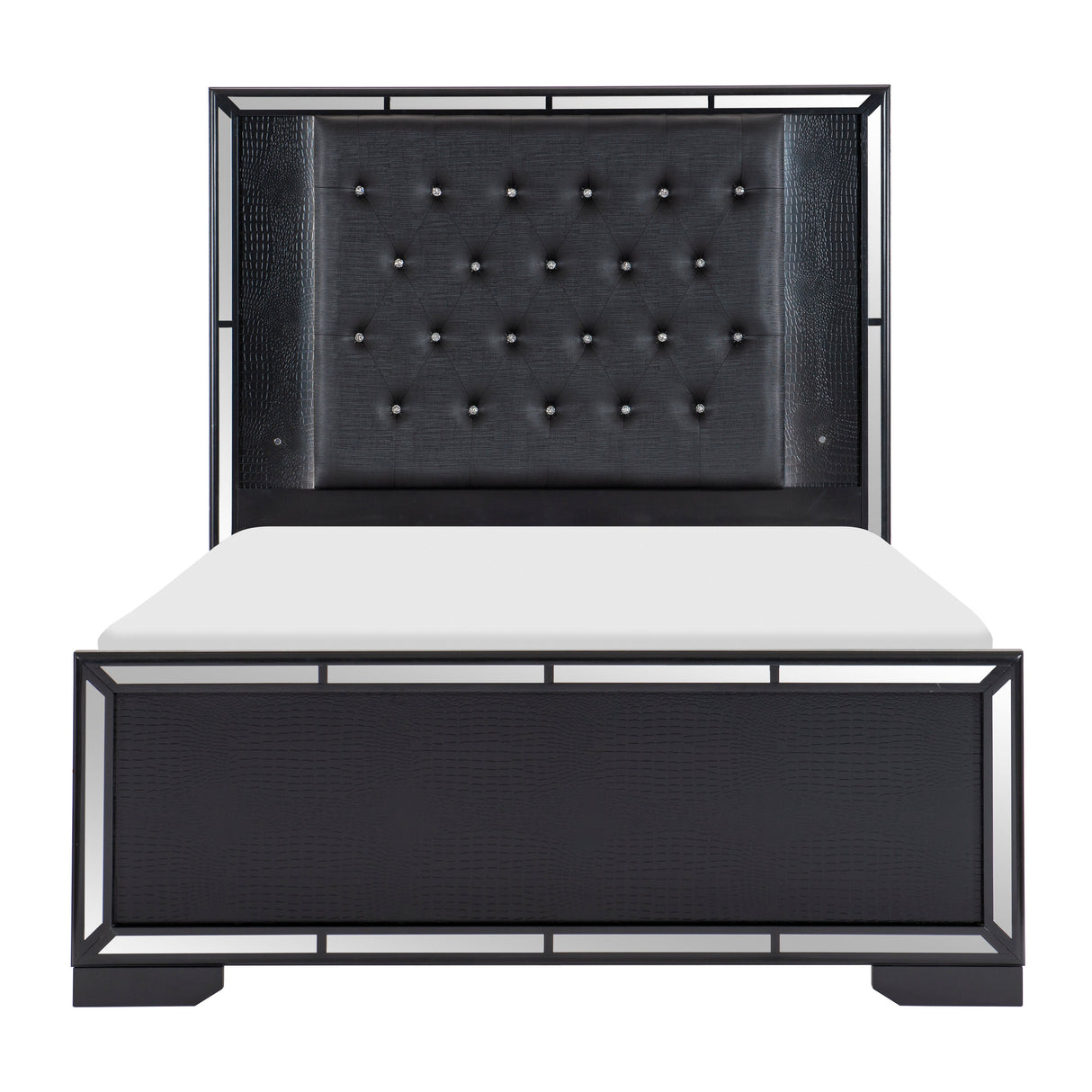Aveline Black King LED Upholstered Panel Bed from Homelegance - Luna Furniture