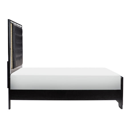 Aveline Black King LED Upholstered Panel Bed from Homelegance - Luna Furniture