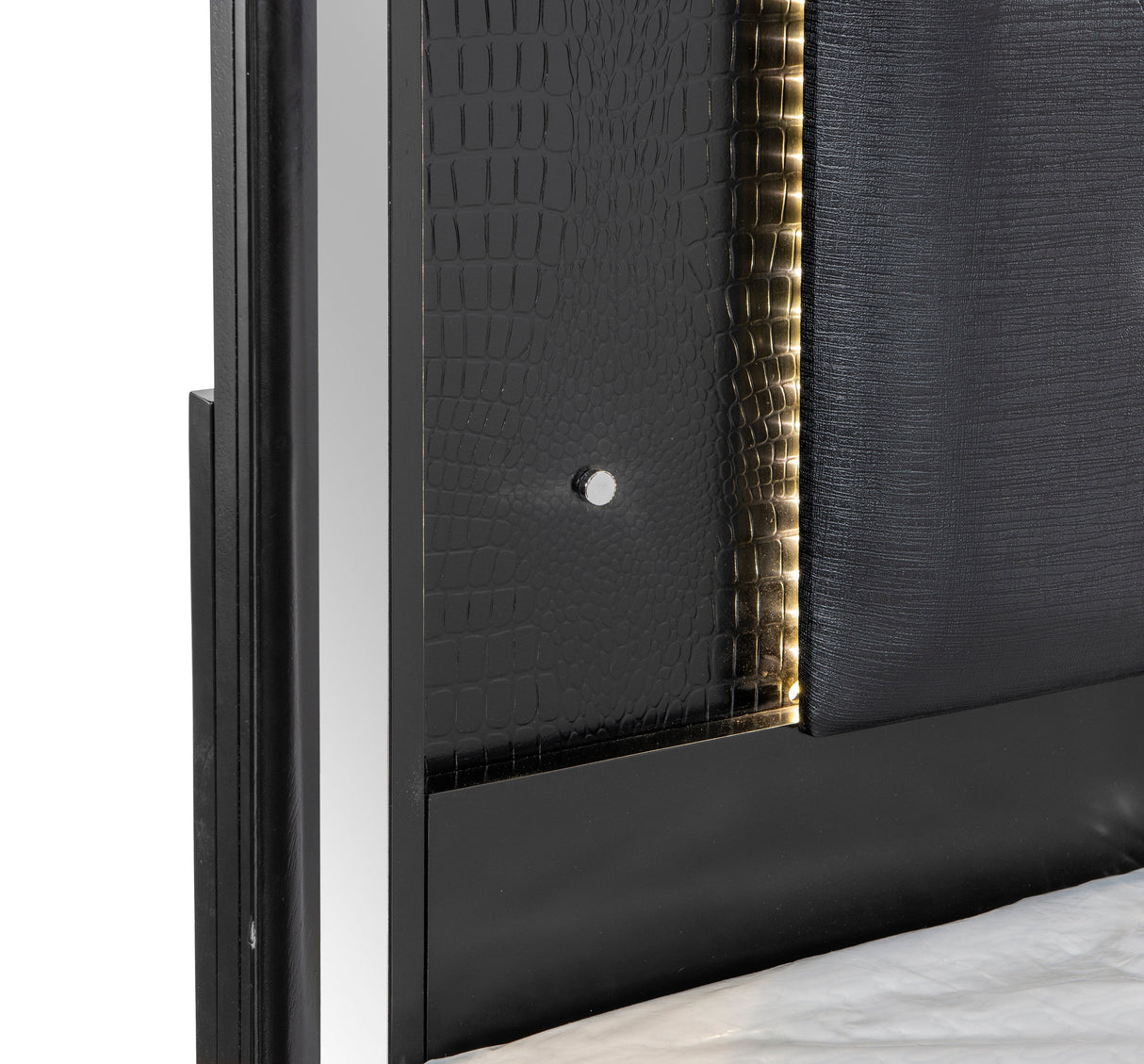 Aveline Black King LED Upholstered Panel Bed from Homelegance - Luna Furniture