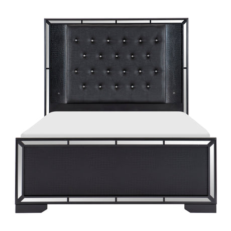 Aveline Black Queen LED Upholstered Panel Bed from Homelegance - Luna Furniture