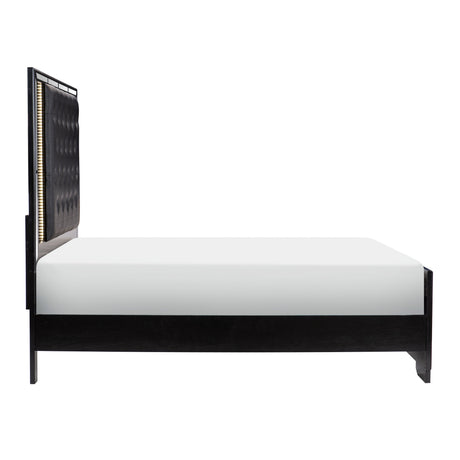 Aveline Black Queen LED Upholstered Panel Bed from Homelegance - Luna Furniture