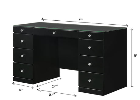 Avery Black Makeup Vanity Set with Lighted Mirror from Crown Mark - Luna Furniture