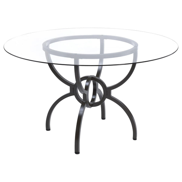 Aviano Clear and Gunmetal 48" Round Glass Top Dining Table
