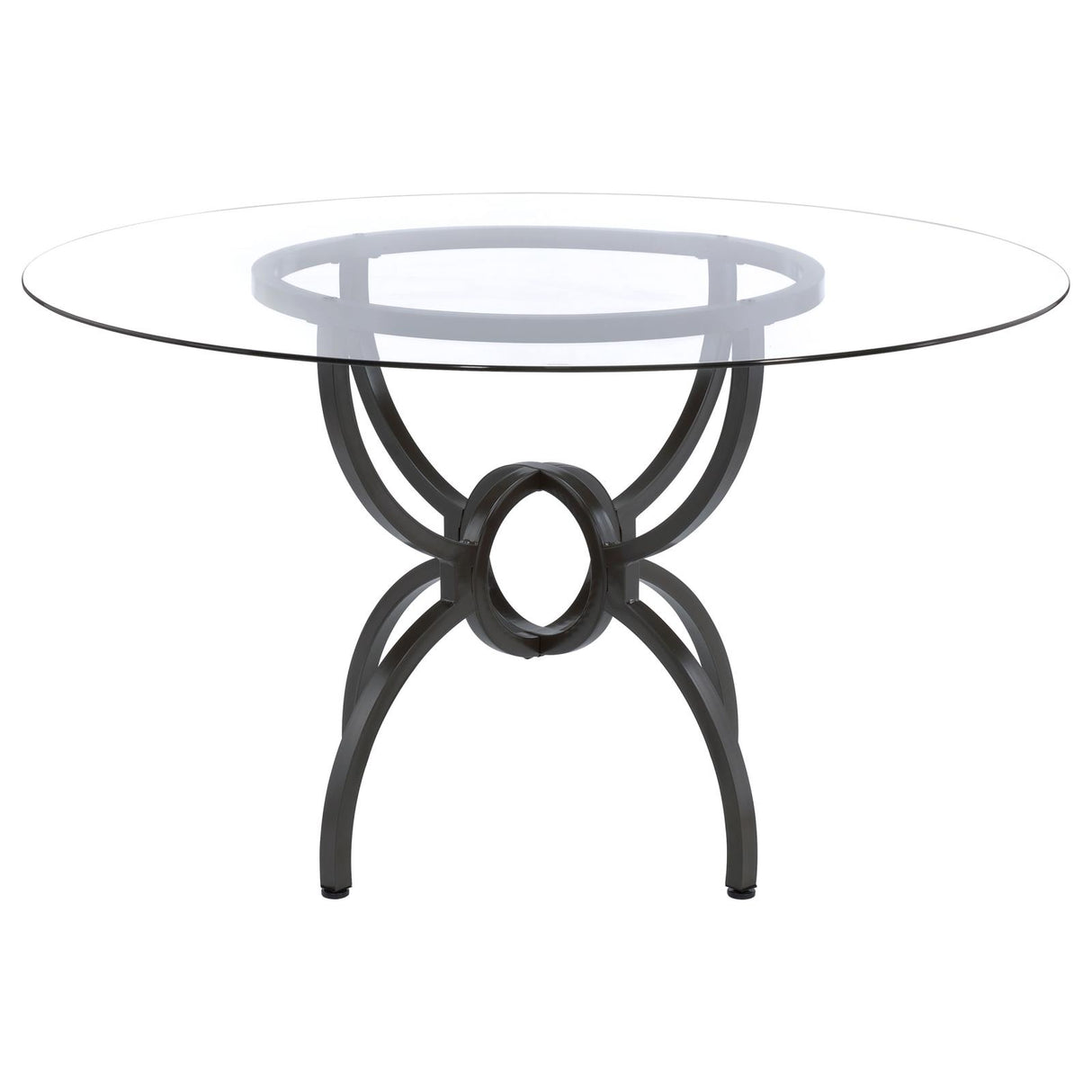 Aviano Clear and Gunmetal 48" Round Glass Top Dining Table from Coaster - Luna Furniture
