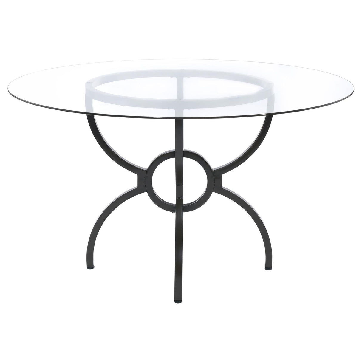 Aviano Clear and Gunmetal 48" Round Glass Top Dining Table from Coaster - Luna Furniture