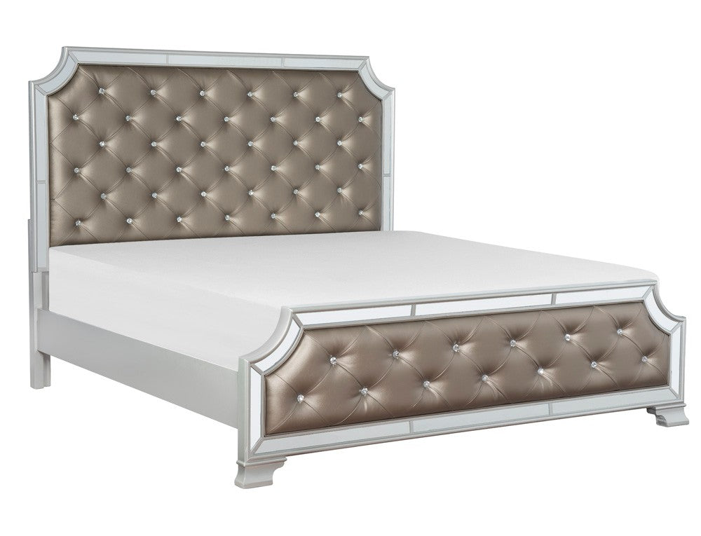 Avondale Silver Queen Mirrored Upholstered Panel Bed from Homelegance - Luna Furniture