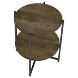 Axel Natural and Gunmetal Round Accent Table with Open Shelf from Coaster - Luna Furniture