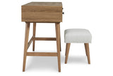 Thadamere Light Brown Vanity with Stool