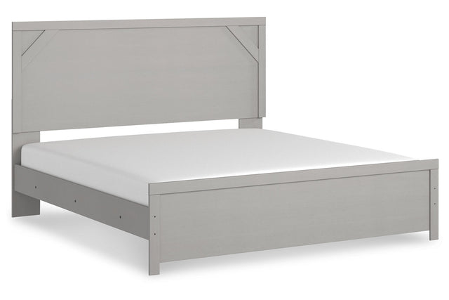 Cottonburg Light Gray/White King Panel Bed -  - Luna Furniture