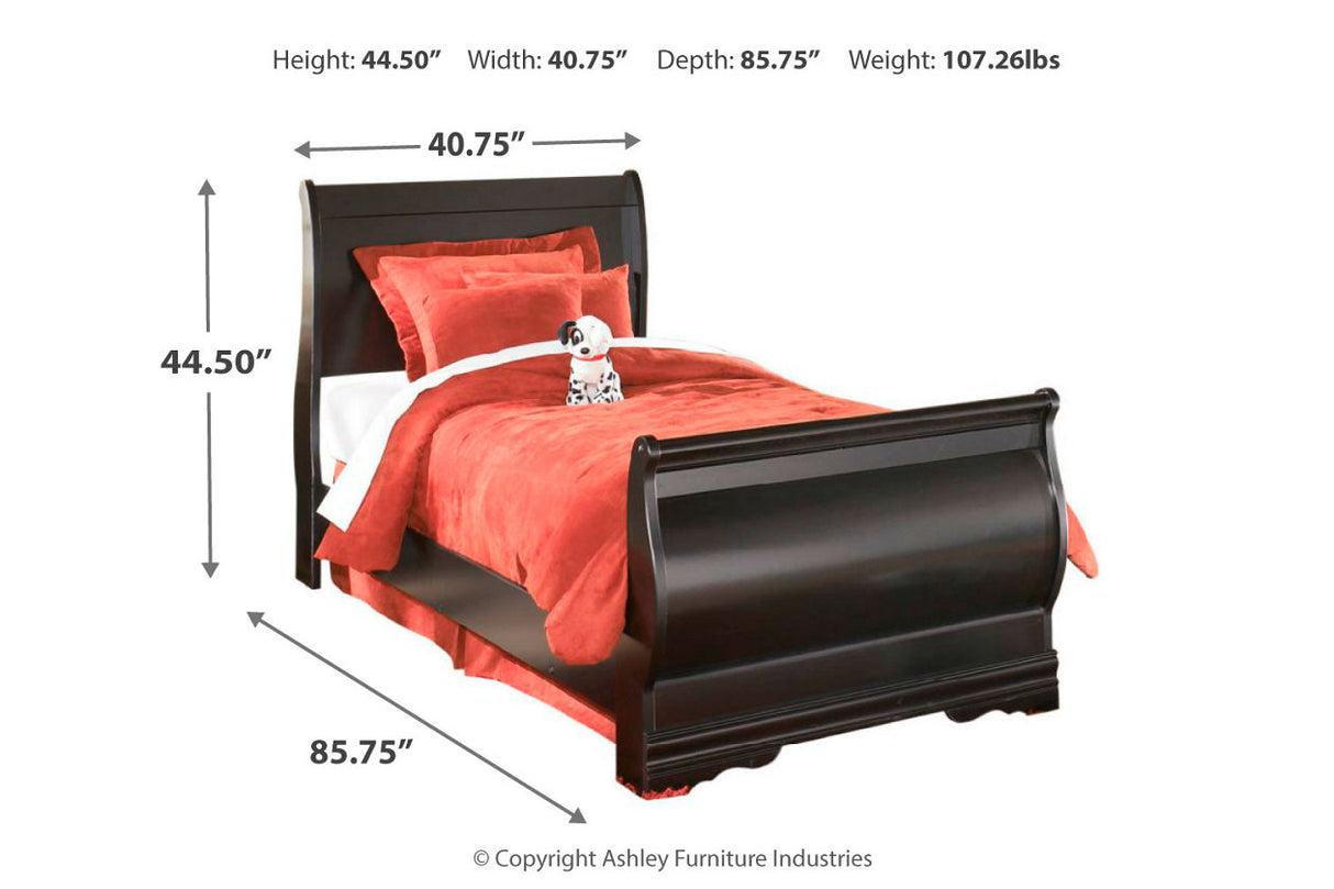 Huey Vineyard Black Twin Sleigh Bed -  - Luna Furniture