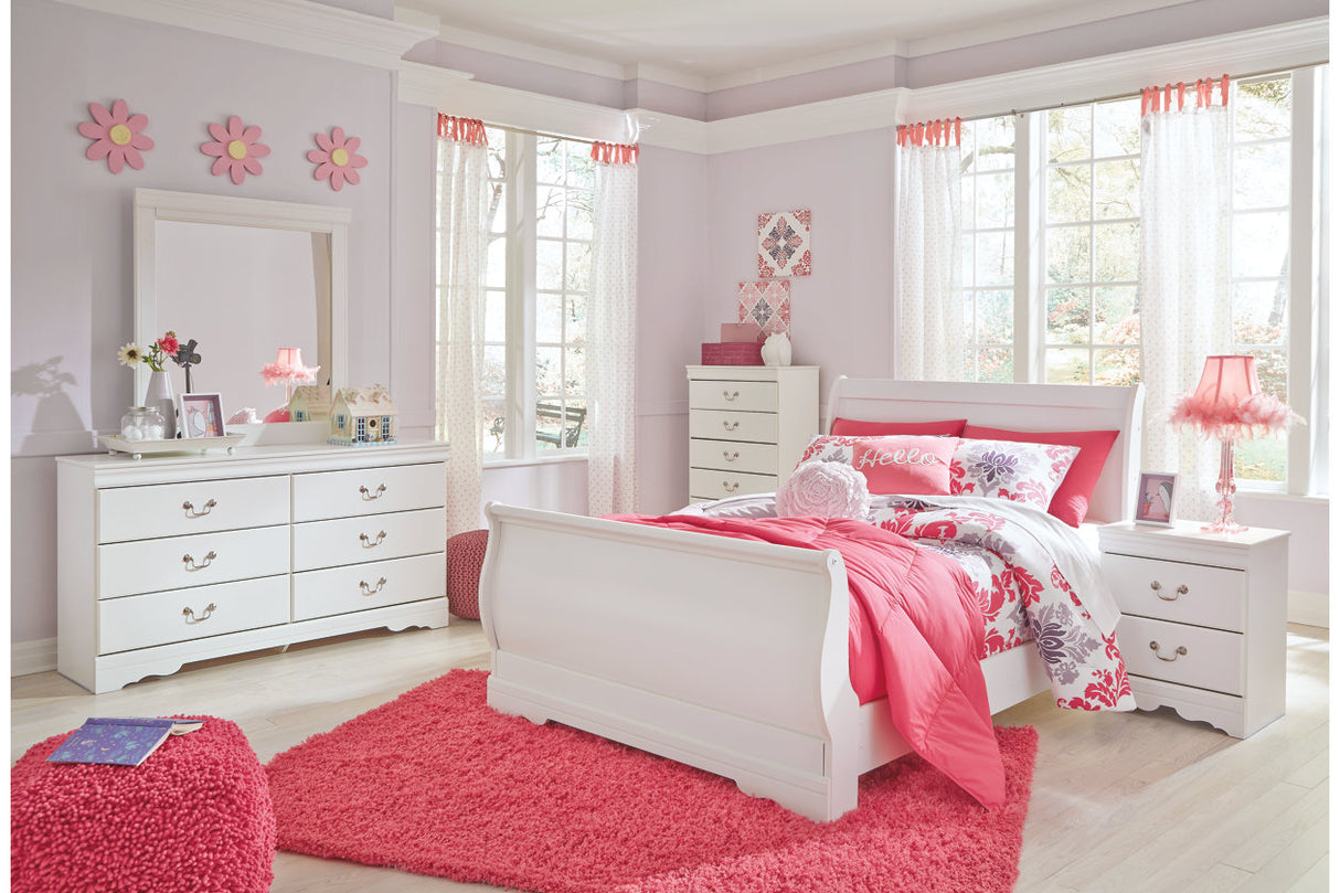 Anarasia White Full Sleigh Bed -  - Luna Furniture